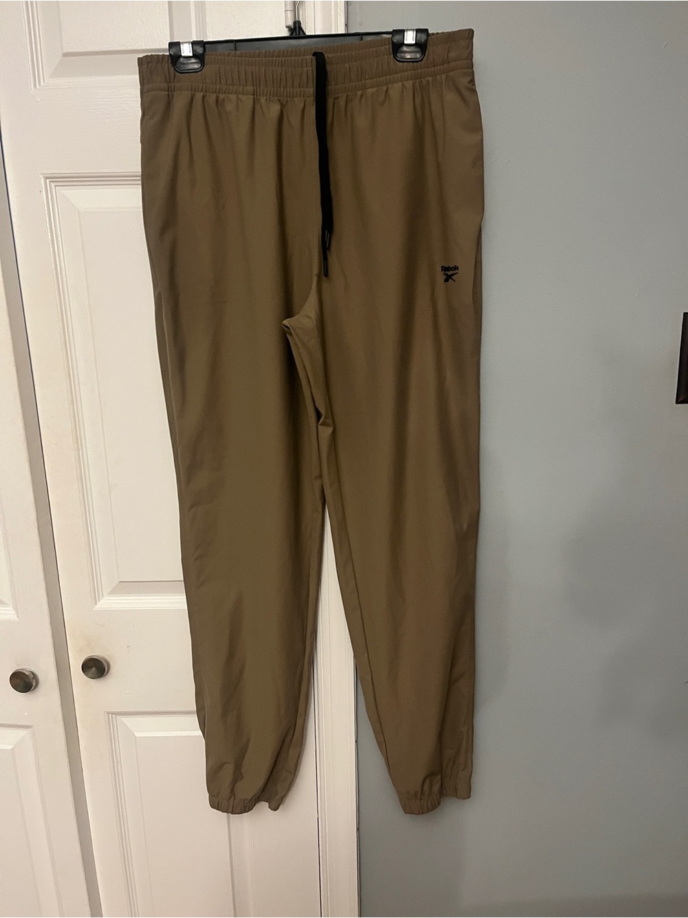Reebok Men's Khaki Jogger Pants with Black Drawstring